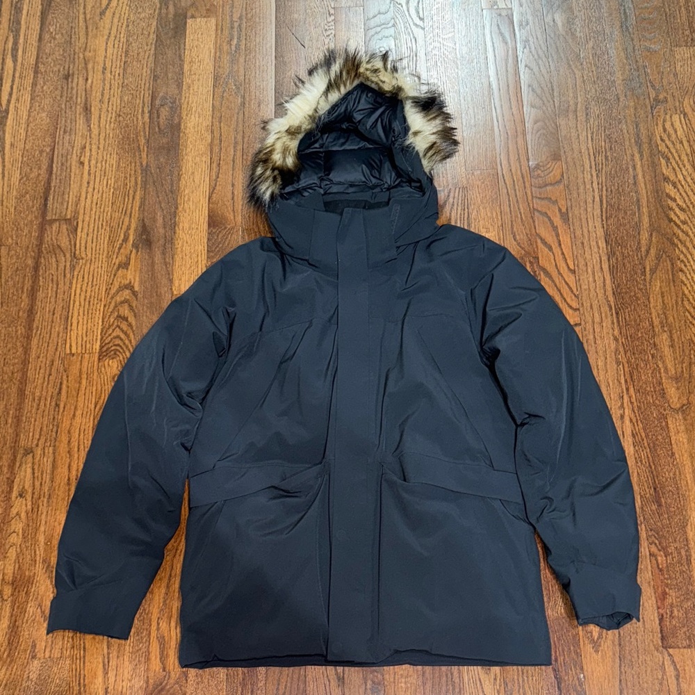 Marmot Black Puffer Jacket with Faux Fur Hood